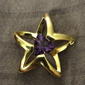 Amethyst yellow gold pendant